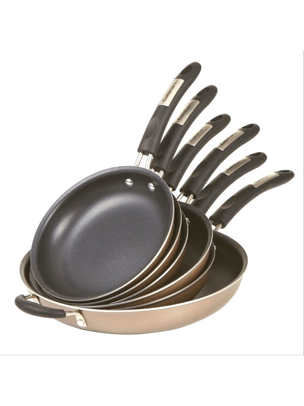 CUISINART ALUMINUM NON-STICK SKILLET SET CHAMPAGNE